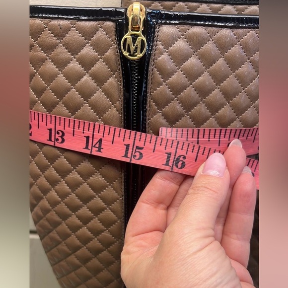 Bruno Magli Quilted Leather Knee-High Heeled Boots | Taupe & Black made Italy - Picture 4 of 4